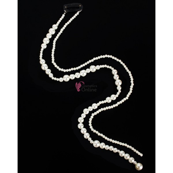 Accesoriu pentru par cu clips PRL01CC cu 2 siraguri de perlute albe